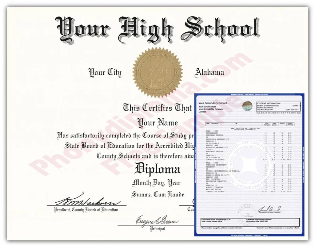 Buy USA High School Diplomas & Transcript Package Designs by State