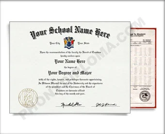 USA College or University Diploma and Transcripts - Arched Name / Left Emblem