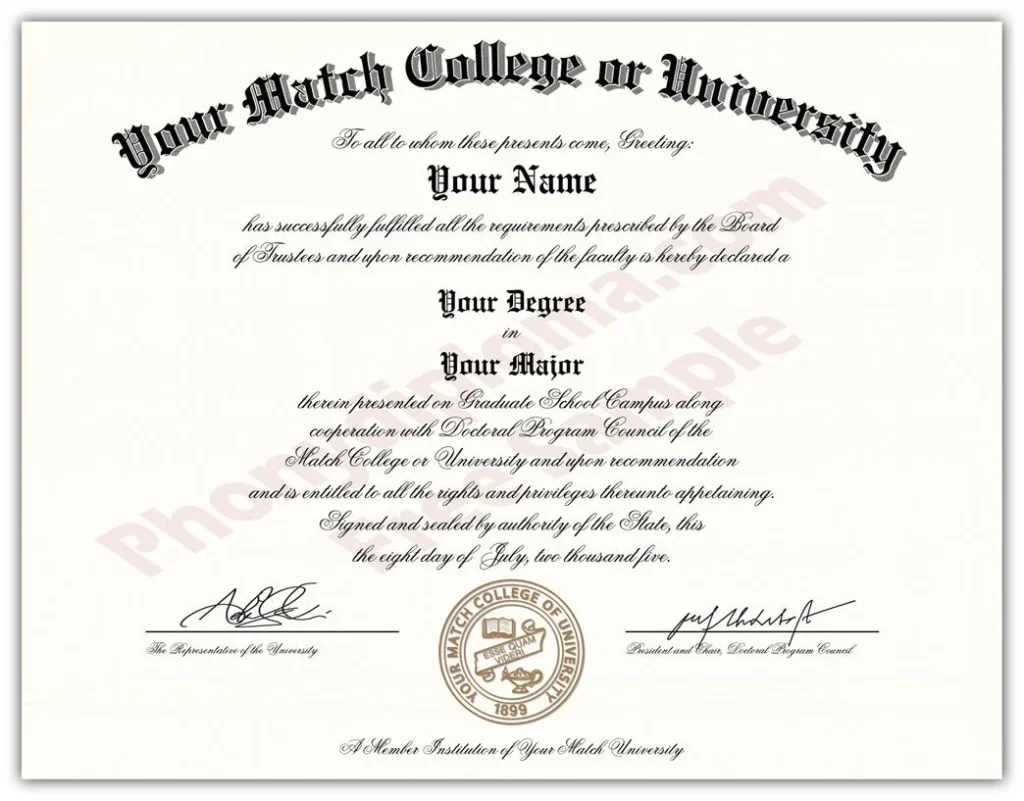 USA College or University Diploma Match Original School Design