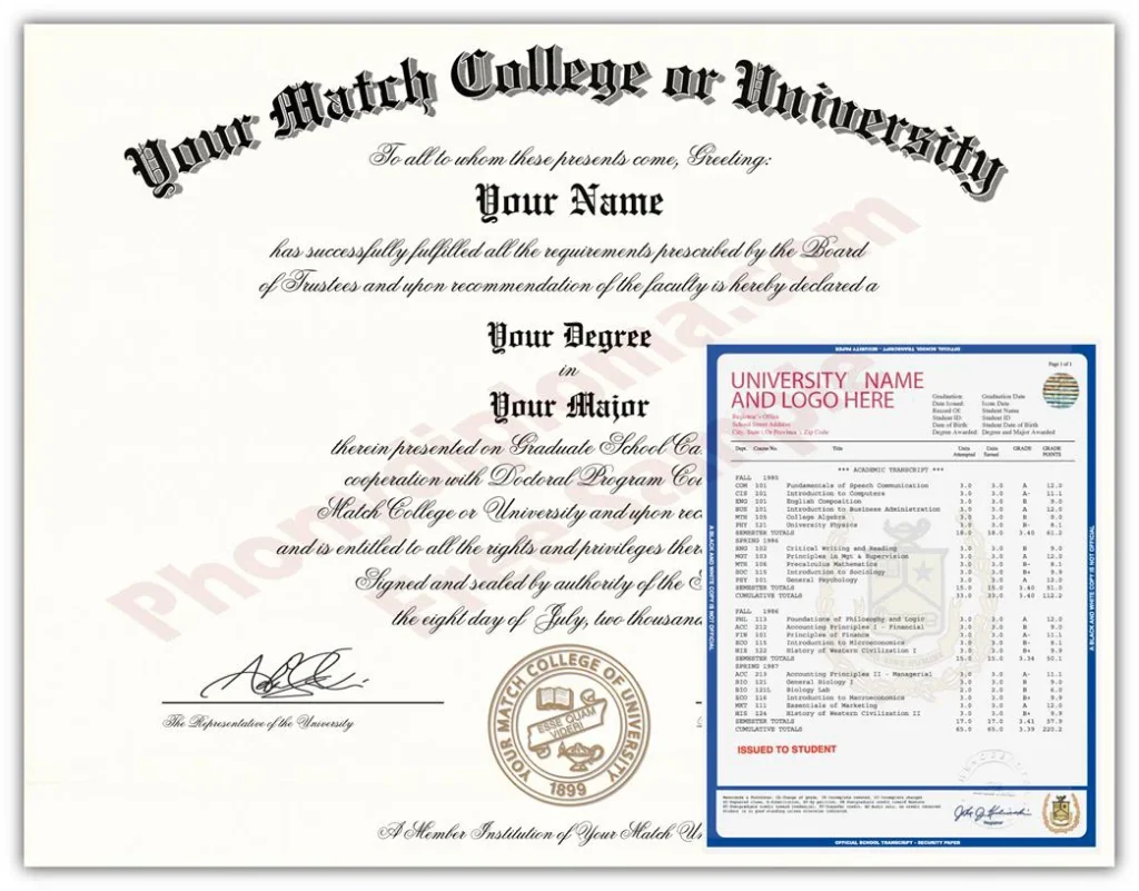 USA College And University Match Original Diploma & House Design Transcript