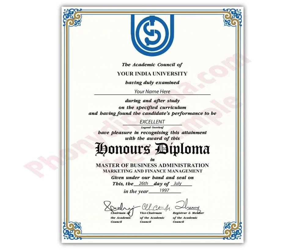Diploma from India University