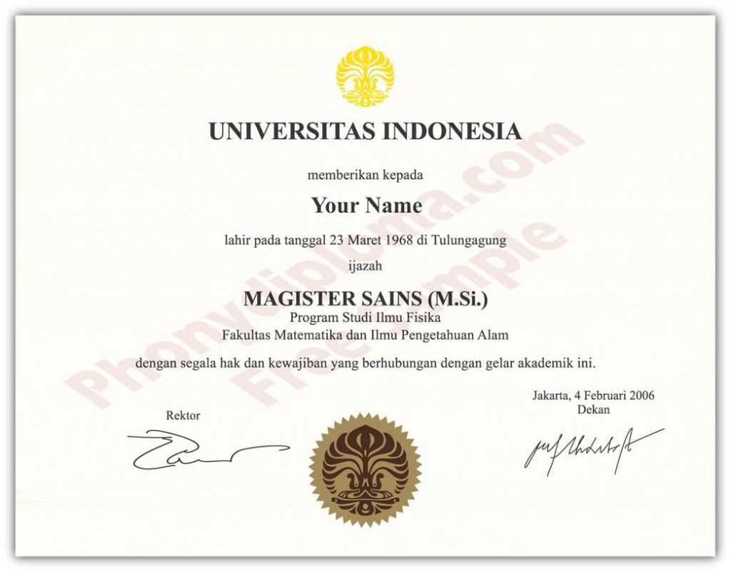Diploma from Indonesia University