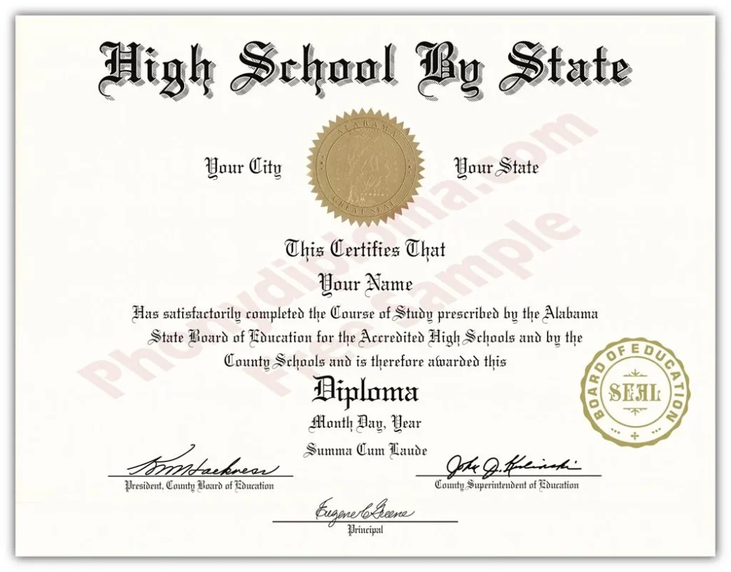 High School State Design Diplomas - Select A State