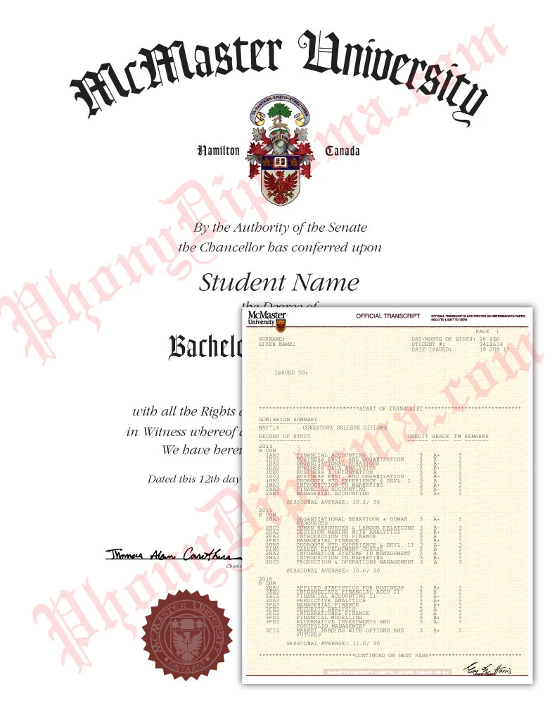 Original Match Diploma & Original Match Transcripts - Canada