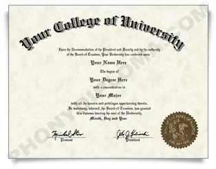 USA College or University Diploma - Arched Name / Right Emblem