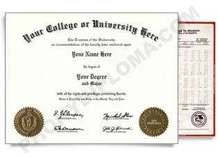 USA College or University Diploma and Transcripts - Arched Name / Two Emblems