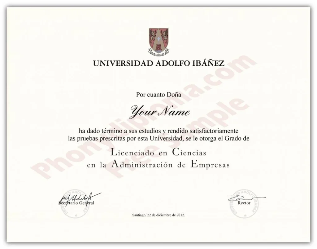 Diploma from Chile University