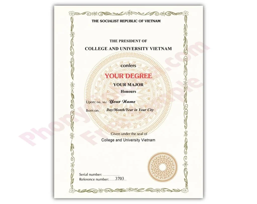 Diploma from Vietnam University