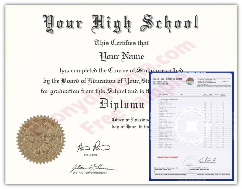 High School Regional Design Diploma & Transcript - Pacific
