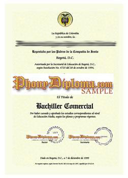 Diploma from Colombian University
