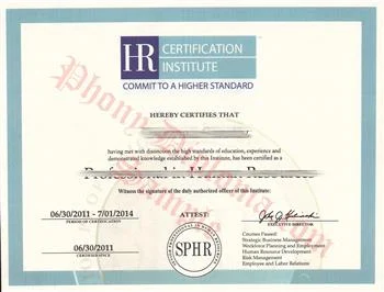 HR Certification from PhonyDiploma