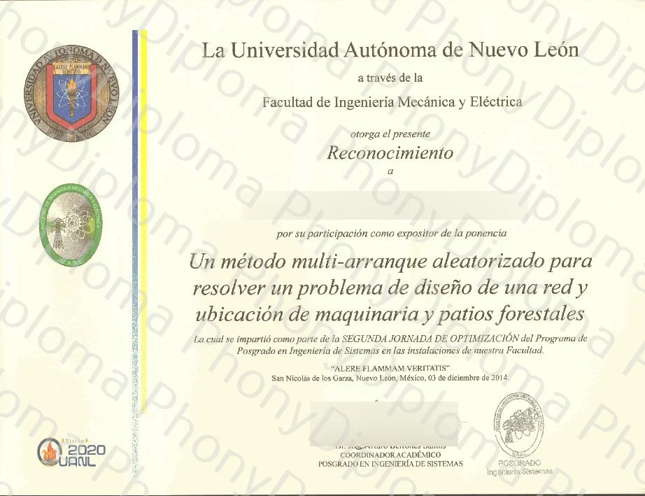 Diploma from Mexico University