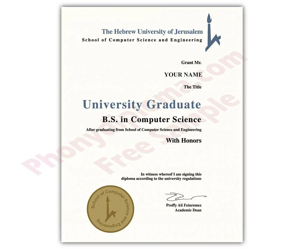 Diploma from Israel University