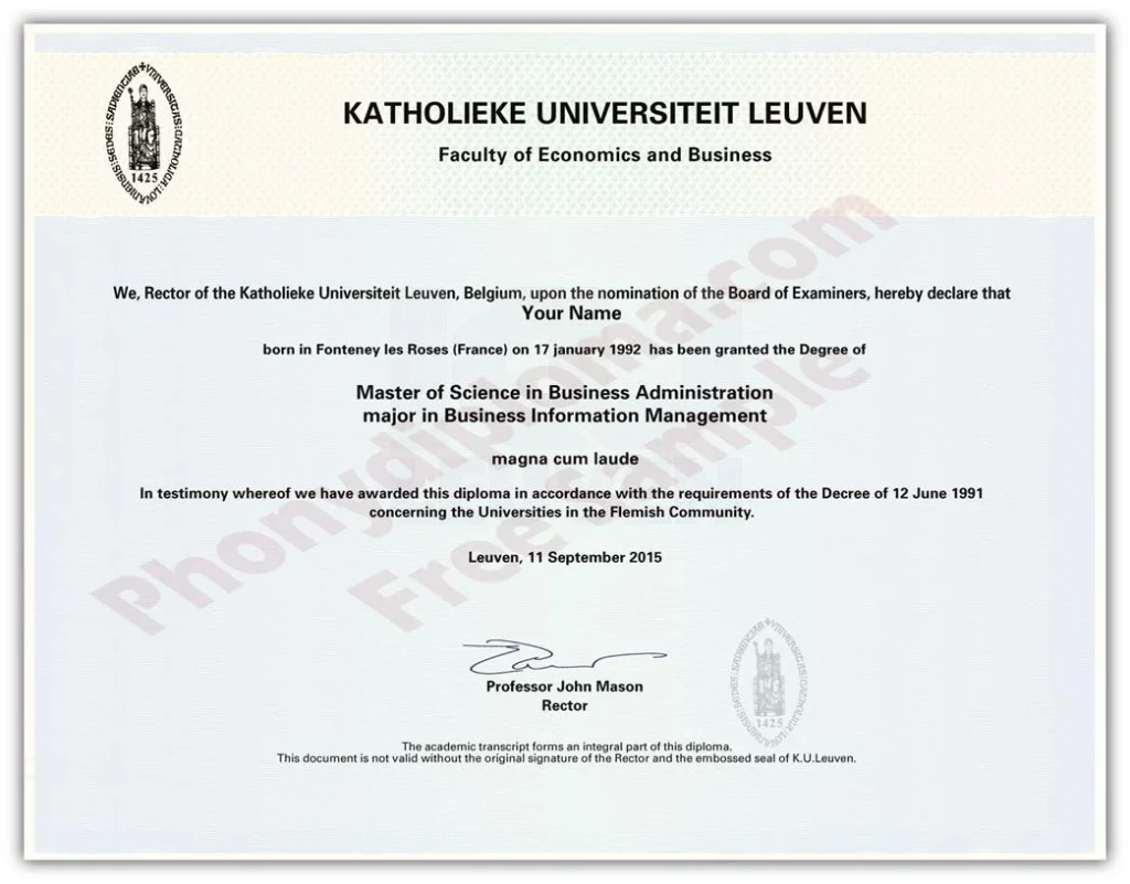 Diploma from Netherlands University