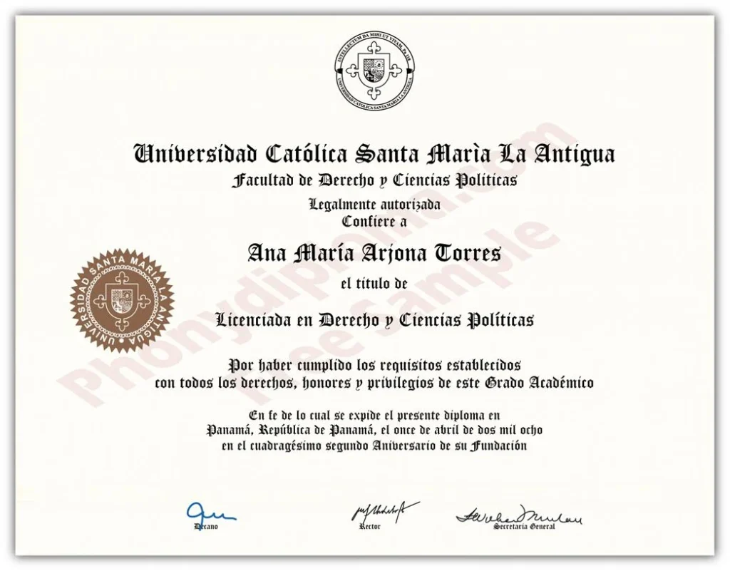 Diploma from Panama University