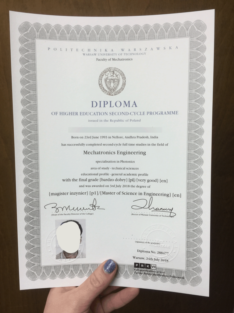 Diploma from Poland University