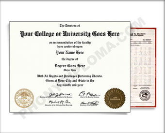 USA College or University Diploma and Transcripts - Straight Name / Top Emblem