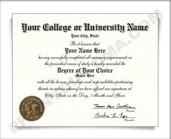 USA College or University Diploma - Straight Name / Left Emblem