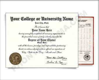 USA College or University Diploma and Transcripts - Straight Name / Left Emblem