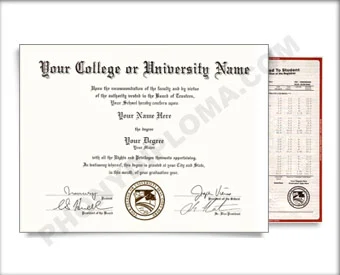 USA College or University Diploma and Transcripts - Arched Name / Bottom Emblem