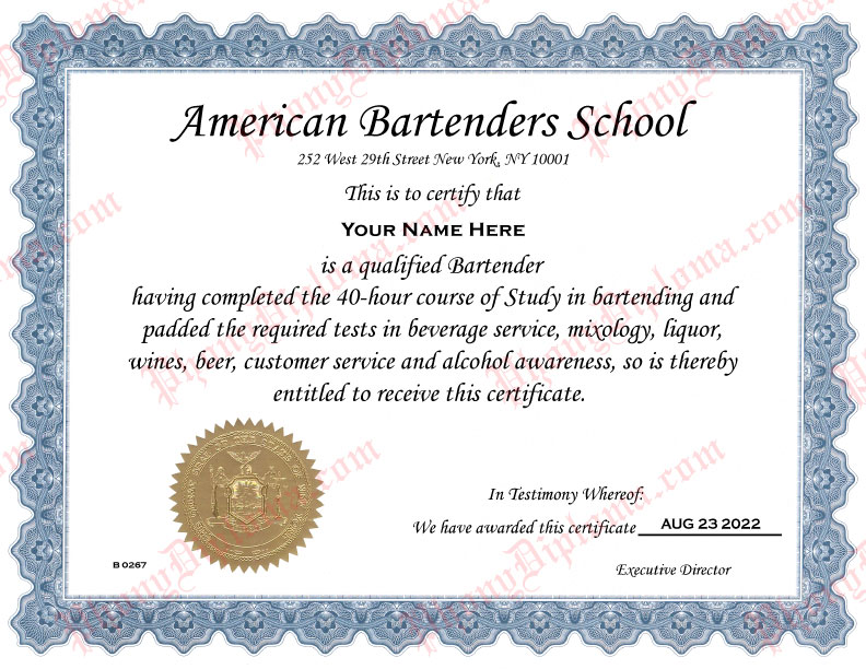 Bartender Training Certificate American Bartender School