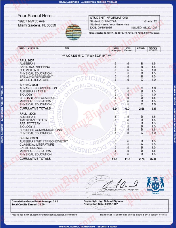 Buy Canada High School Transcript House Design