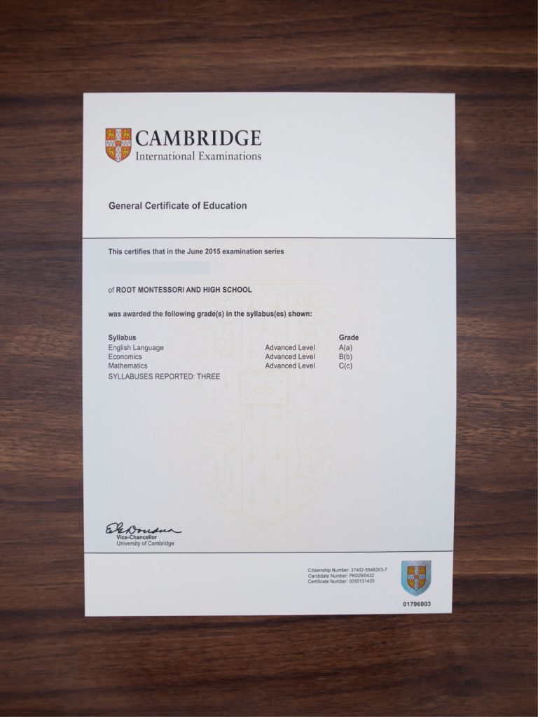 Cambridge GCE General Certificate of Education